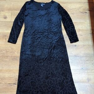 Vtg Carole Little long sleeves velvet midi dress embossed mesh bottom sz 14